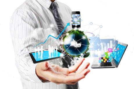 L'immagine sintetizza le potenzialità della mobile communicatoin e della digitalizzazione tramite cui è possibile connettere device e persone, condividere dati e informazioni, ovunque in tempo reale.